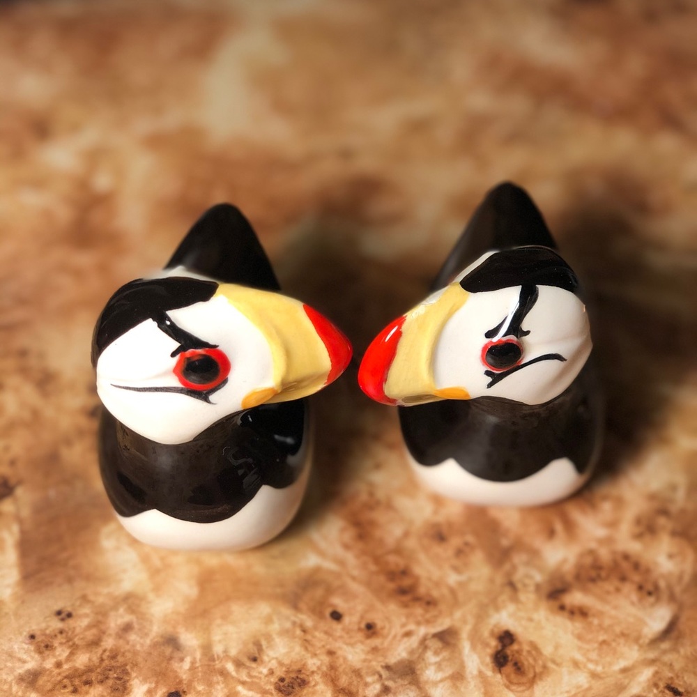 Puffin salt and pepper shakers